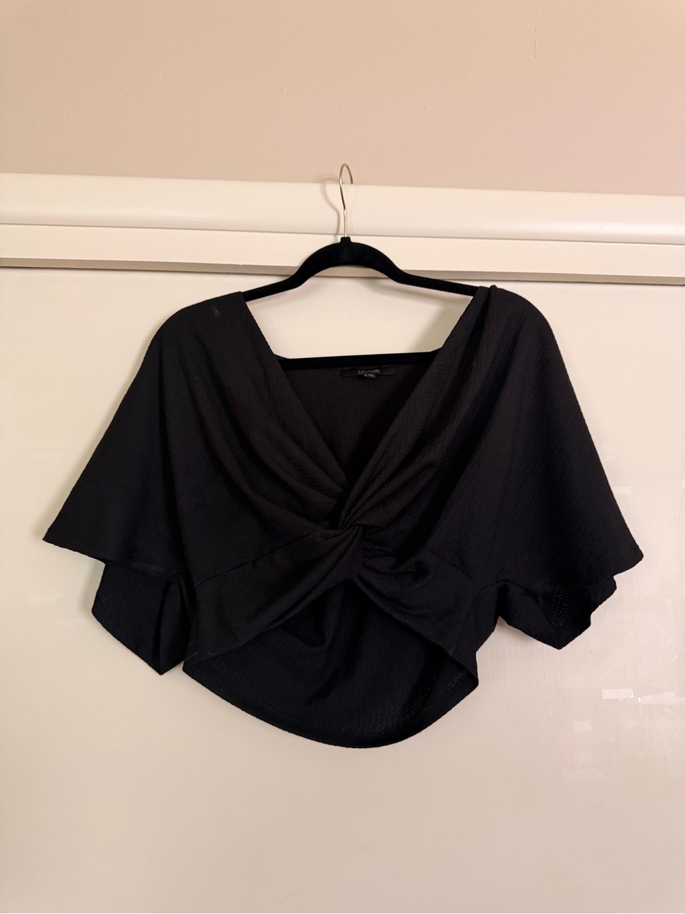 Twist-Front Black Crop Top